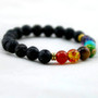 7 Chakra Reiki Bracelet with Real Stones and Lava Beads