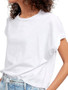 Chic Girl Round Neck Drawstring Sleeve T-shirt