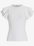 Slim Ribbed Ruffle Sleeve T-Shirt