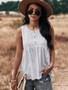 Knit Sleeveless Buttoned Loose Ruffle Blouses