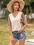 V-neck Stitching Contrast Short-sleeved Loose T-shirt