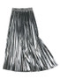 Metallic Reflective Fabric Midi Pleated Skirt