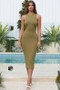 Turtle Neck Sleeveless Midi Bodycon Dress