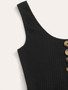 Plus Buttoned Front Rib-knit Tank Bodysuit