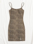 Plus Split Hem Leopard Print Bodycon Dress