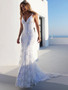 Mermaid Spaghetti Straps Lace Beach Wedding Dress