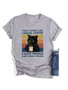 Women's Coffee Cat Print Casual Loose T-Shirt