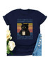 Women's Coffee Cat Print Casual Loose T-Shirt