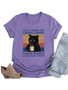 Women's Coffee Cat Print Casual Loose T-Shirt