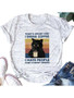 Women's Coffee Cat Print Casual Loose T-Shirt