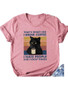 Women's Coffee Cat Print Casual Loose T-Shirt