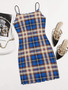 Plus Plaid Lettuce Trim Bodycon Dress