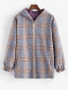 Zip Up Hooded Plaid Reversible Coat