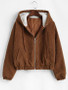 Zip Up Fleece Hood Corduroy Jacket