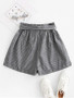 Vertical Striped Cuffed Paperbag Shorts