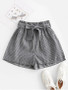 Vertical Striped Cuffed Paperbag Shorts