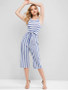 Striped Sleeveless Capri Jumpsuit