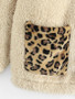 Leopard Pocket Zip Faux Fur Teddy Coat