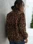 Leopard Pocket Fluffy Zip Up Jacket