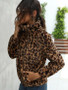 Leopard Pocket Fluffy Zip Up Jacket