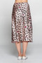 Leopard Print Satin Modest Midi Skirt