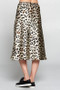 Leopard Print Satin Modest Midi Skirt