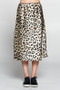 Leopard Print Satin Modest Midi Skirt