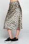 Leopard Print Satin Modest Midi Skirt