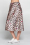 Leopard Print Satin Modest Midi Skirt