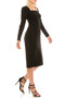 Maggy London Black Sheath Modest Dress with Scalloped Square Neckline