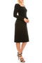 Maggy London Black Sheath Modest Dress with Scalloped Square Neckline