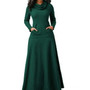 Modest Maxi Dress with Long Sleeves and Pockets Casual Solid Winter Dress Long Elegant Dress