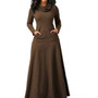 Modest Maxi Dress with Long Sleeves and Pockets Casual Solid Winter Dress Long Elegant Dress