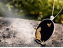 Handmade Cat and Butterfly Black Agate Pendant