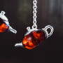 Handmade Amber Tea Lover Dangle Earrings