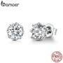 BAMOER Clear Cubic Zircon Small Stud Earrings for Women Sterling Silver Jewelry SCE499