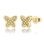 BAMOER 925 Sterling Silver Petite Butterfly Stud Earrings, Earrings for Women Wedding Fine Jewelry PAS439