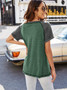 Women's Summer Patchwork Pure Color Crewneck T-Shirt