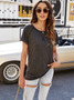 Women's Summer Patchwork Pure Color Crewneck T-Shirt