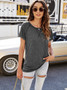 Women's Summer Patchwork Pure Color Crewneck T-Shirt