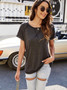 Women's Summer Patchwork Pure Color Crewneck T-Shirt