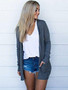 Women Solid Color Knitted Cardigan