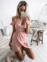 Women Slip V-neck Backless Lace Dress