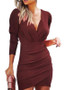 Women V-neck Long Sleeve Dress