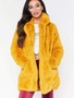 Artificial Wool Turn Down Collar Coat