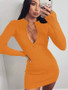 Women's Deep V-neck Long Sleeve Dress