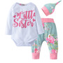 3Pcs Newborn Baby Girl Clothes Set Fashion Autumn Long Sleeve Solid Color Romper Tops Pants Headband Infant Clothing Outfits