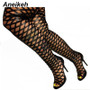 Aneikeh Thigh High Gladiator Sandals Boots Women Sexy Peep Toe Netted Cut-out Over Knee Gladiator Boots High Heel Sandal Boots