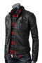 Black Strap Pocket Slim Fit Leather Jacket