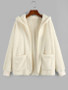 Hooded Faux Fur Open Front Pocket Coat